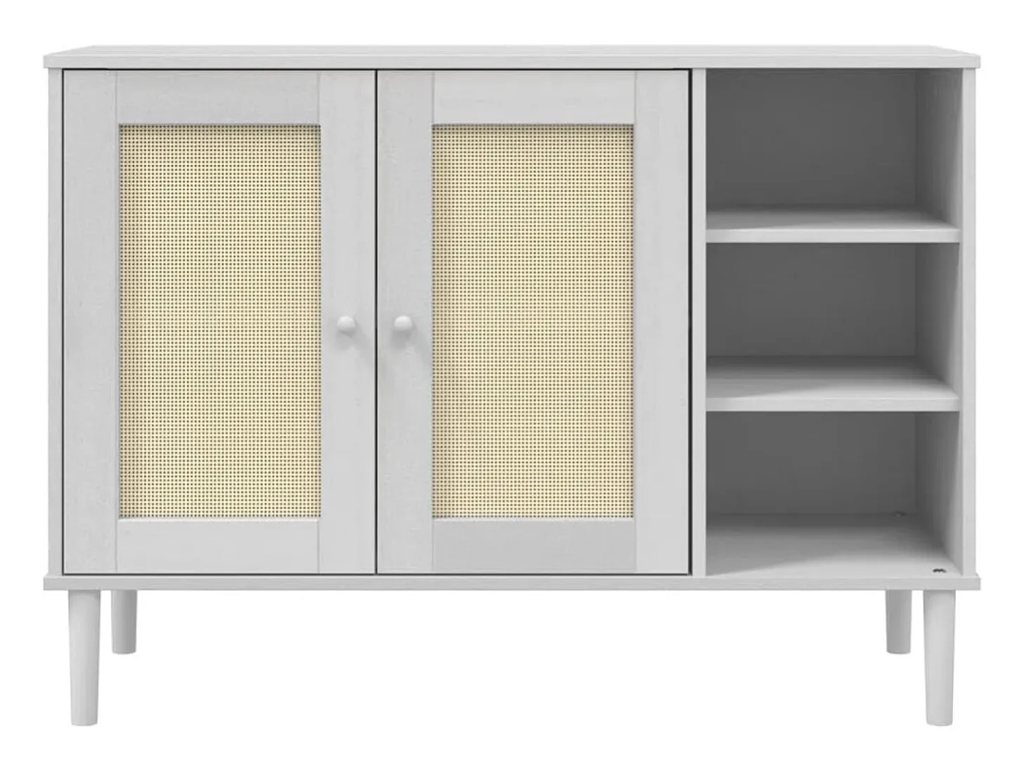 Aparador SENJA aspecto de ratán madera pino blanco 112x40x80 cm ES79572