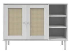 Aparador SENJA aspecto de ratán madera pino blanco 112x40x80 cm