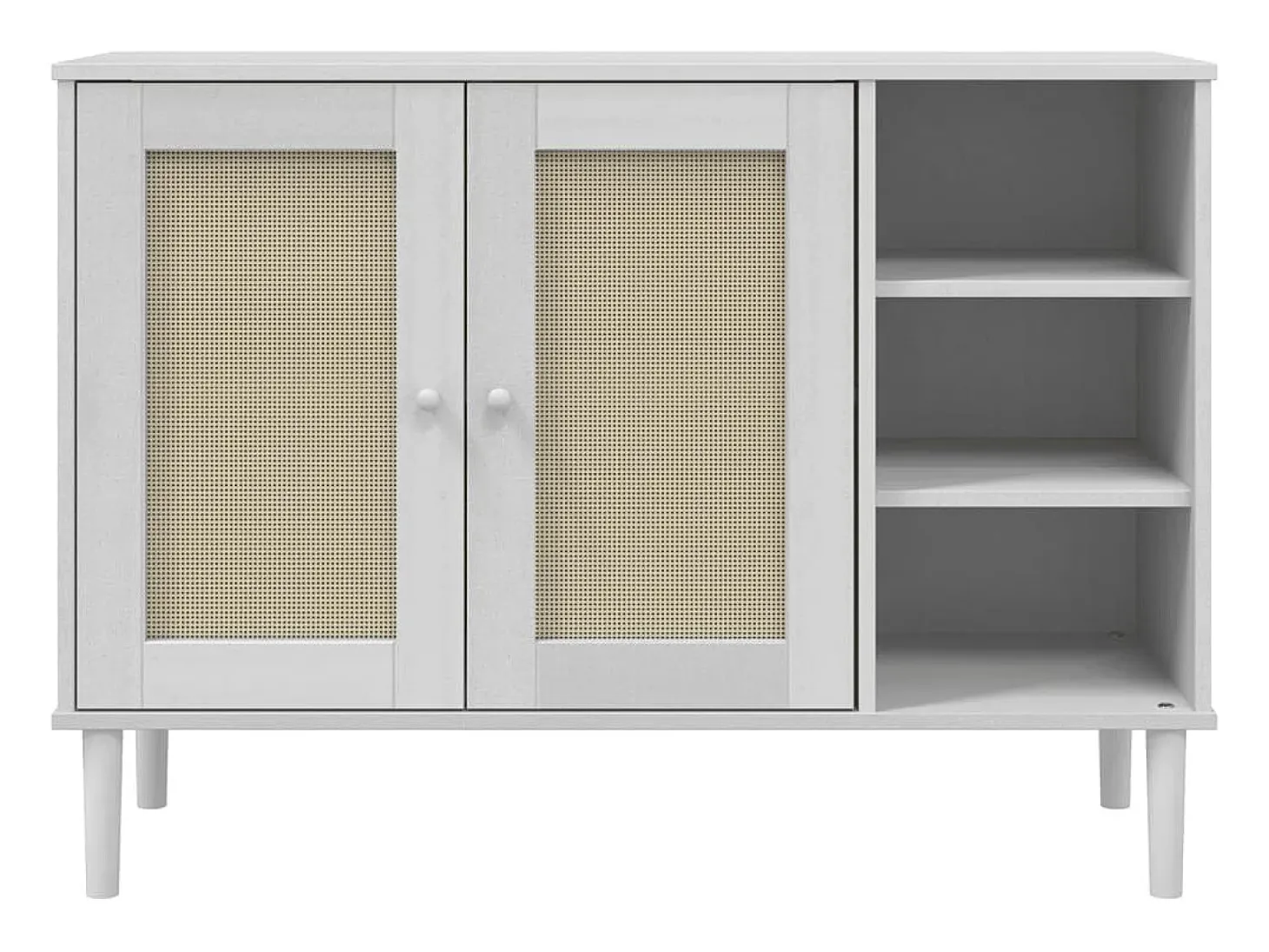 Aparador SENJA aspecto de ratán madera pino blanco 112x40x80 cm