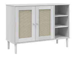 Aparador SENJA aspecto de ratán madera pino blanco 112x40x80 cm