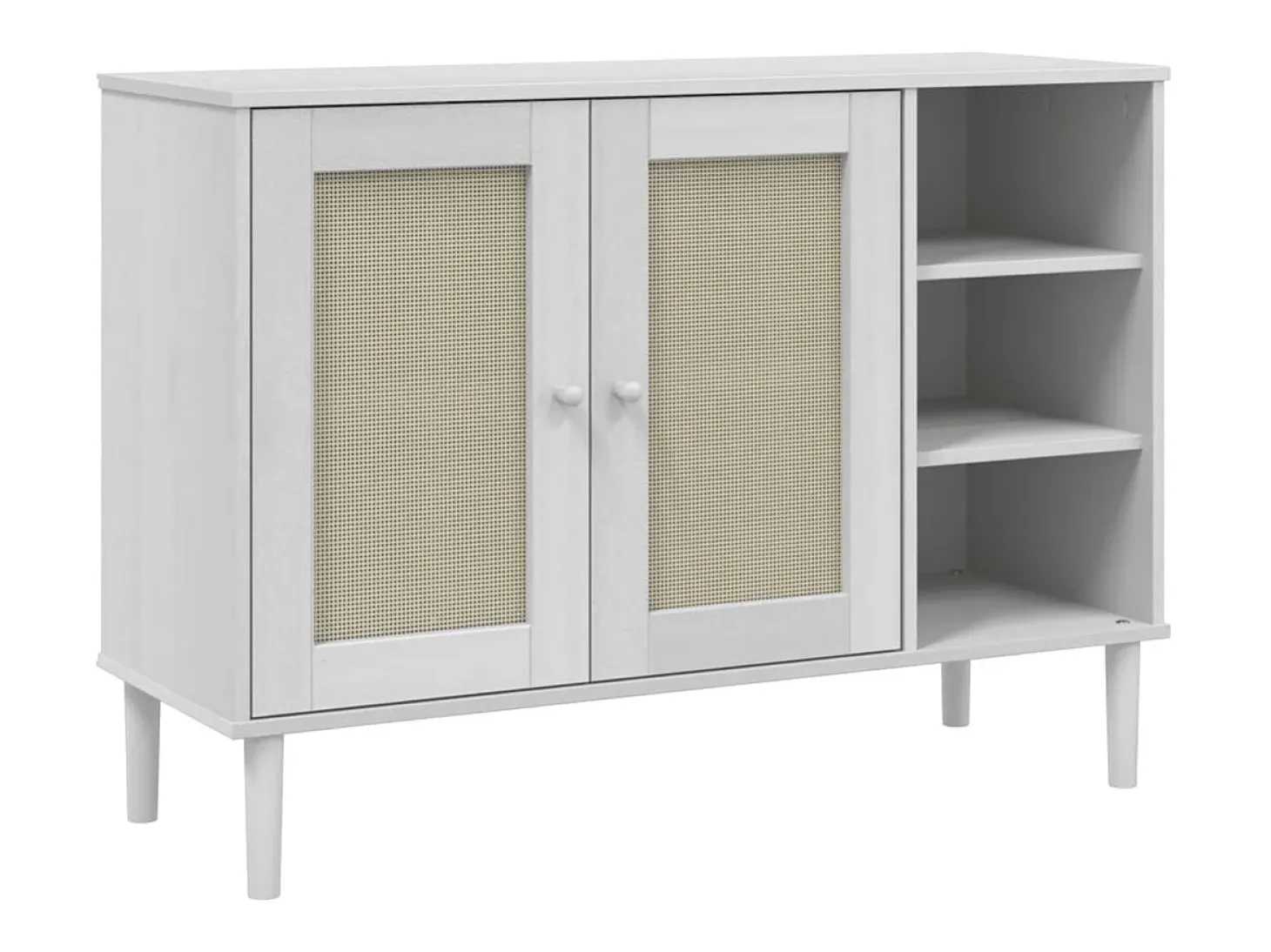 Aparador SENJA aspecto de ratán madera pino blanco 112x40x80 cm