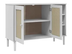 Aparador SENJA aspecto de ratán madera pino blanco 112x40x80 cm