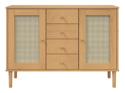 Aparador SENJA aspecto de ratán madera pino marrón 112x40x80 cm