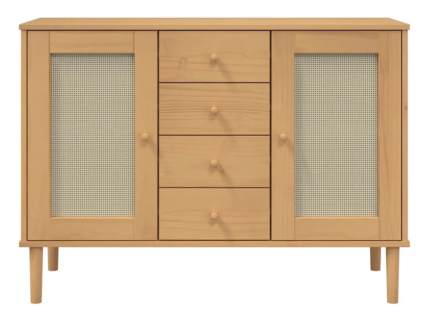 Aparador SENJA aspecto de ratán madera pino marrón 112x40x80 cm