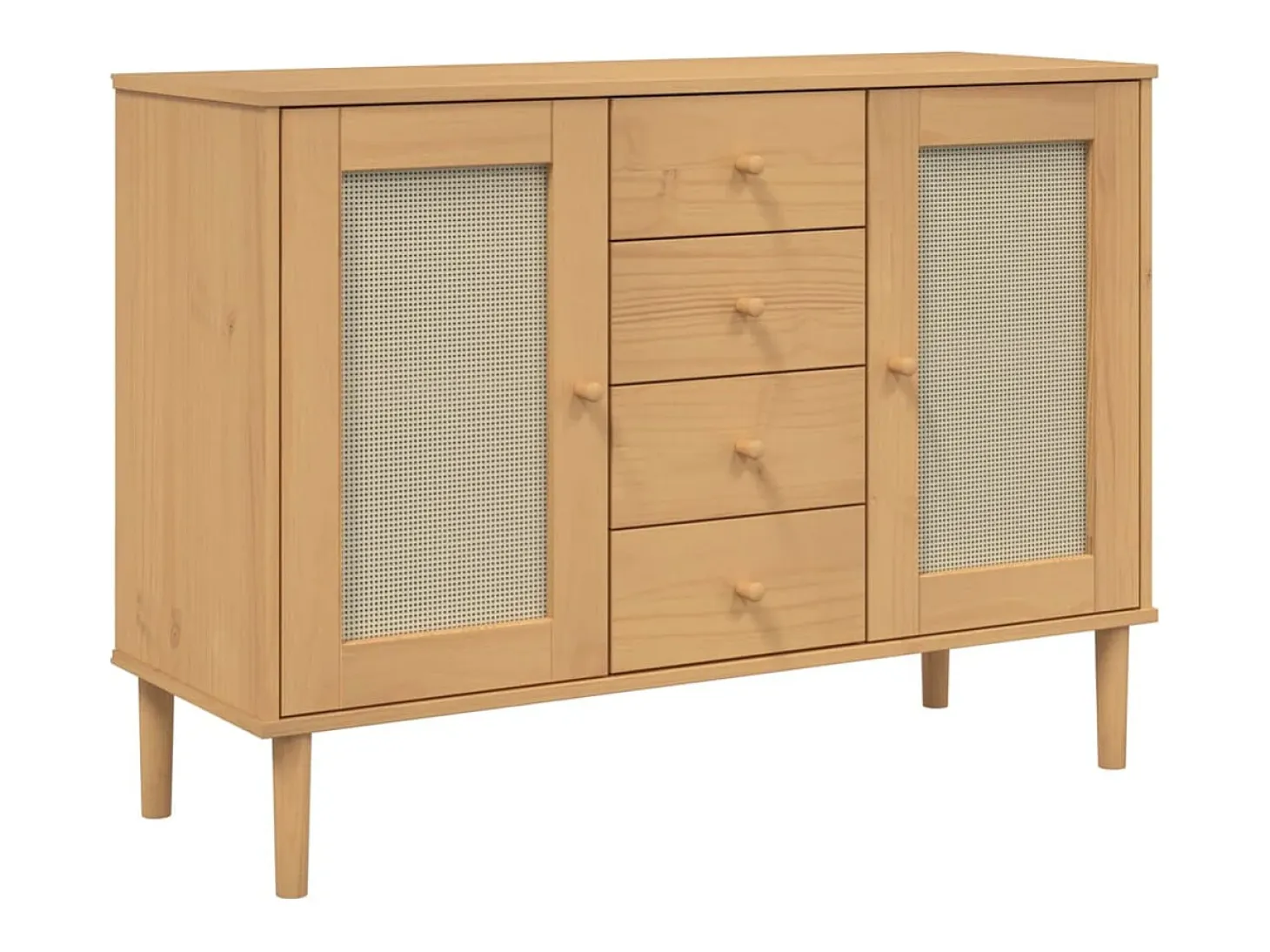 Aparador SENJA aspecto de ratán madera pino marrón 112x40x80 cm