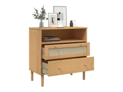 Aparador SENJA aspecto de ratán madera pino marrón 80x40x80 cm ES26757