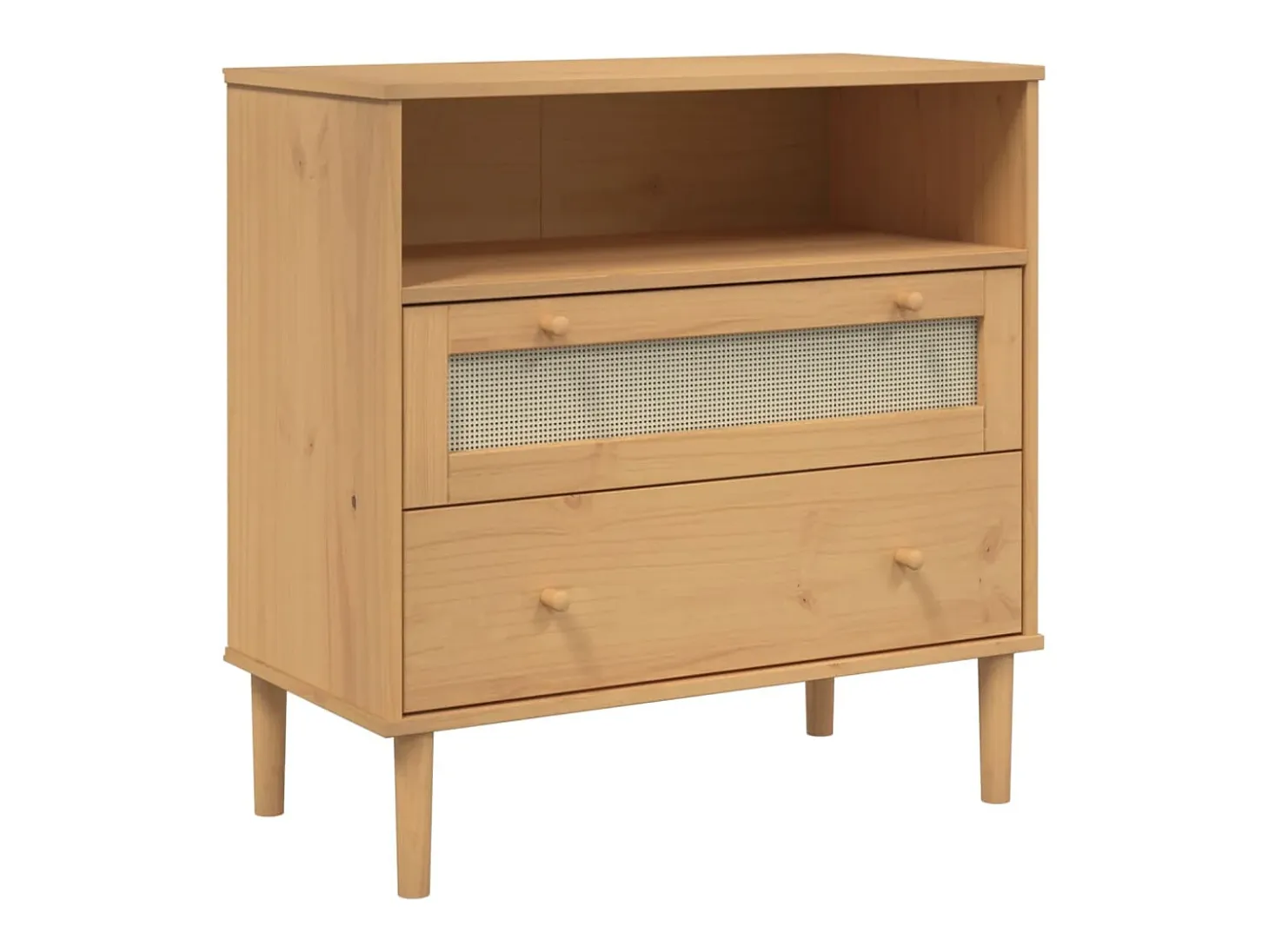 Aparador SENJA aspecto de ratán madera pino marrón 80x40x80 cm ES26757