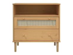 Aparador SENJA aspecto de ratán madera pino marrón 80x40x80 cm ES26757