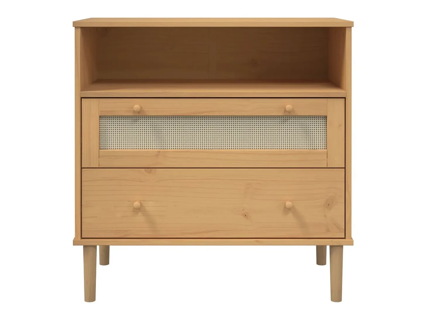 Aparador SENJA aspecto de ratán madera pino marrón 80x40x80 cm ES26757