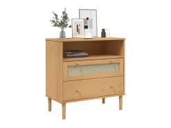 Aparador SENJA aspecto de ratán madera pino marrón 80x40x80 cm ES26757