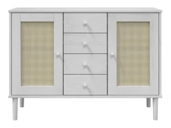 Aparador SENJA aspecto de ratán madera pino blanco 112x40x80 cm ES87868