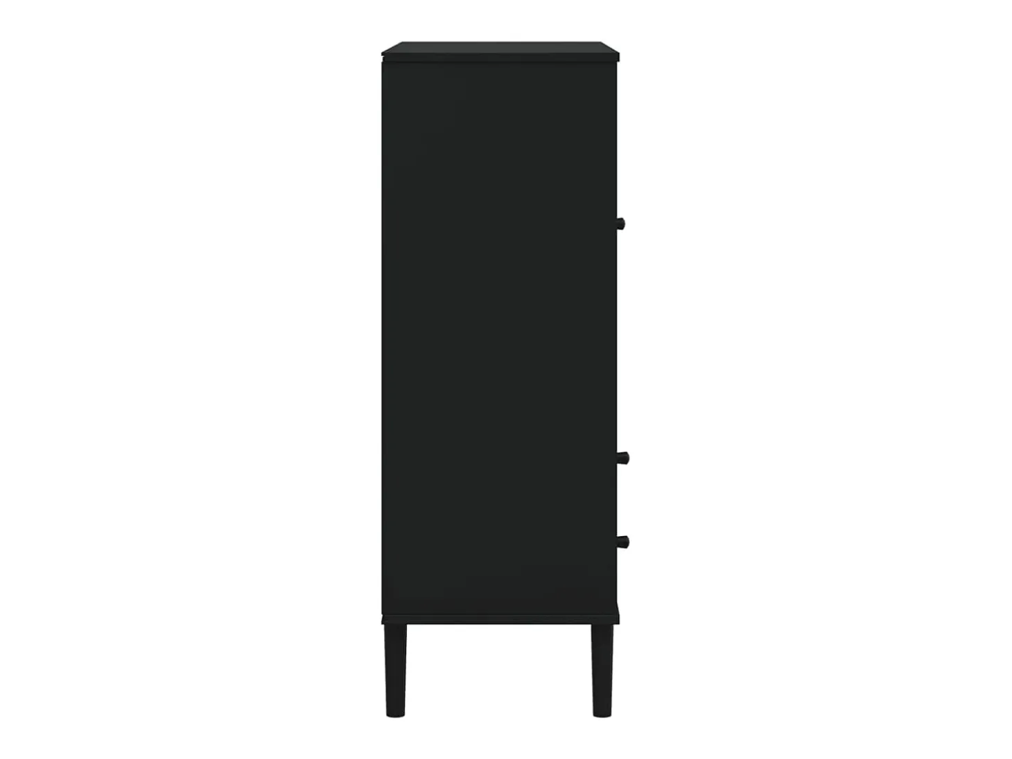 Aparador SENJA en imitación ratán negro 90x40x112cm madera maciza de pino