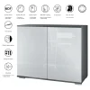 Aparador Skadu V3, Armario de Cocina Moderno con 2 Puertas Grandes antracita mate / roble natural (92,5 x 75.5 x 35)