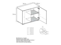 Aparador Skadu V3, Armario de Cocina Moderno con 2 Puertas Grandes antracita mate / roble natural (92,5 x 75.5 x 35)