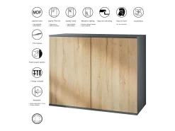 Aparador Skadu V3, Armario de Cocina Moderno con 2 Puertas Grandes antracita mate / burdeos de alto brillo (92,5 x 73.5 x 35)