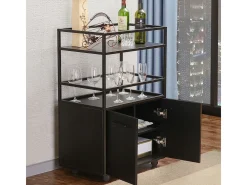 Aparador sobre ruedas con 2 puertas, 2 estantes y 4 ruedas L60 cm - MOSAIK