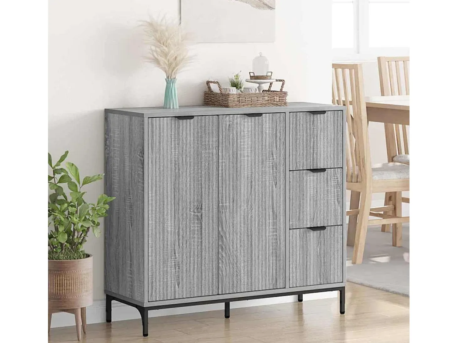 Aparador Sonoma Gris 89,5 x 33 x 82 cm Madera de Ingeniería
