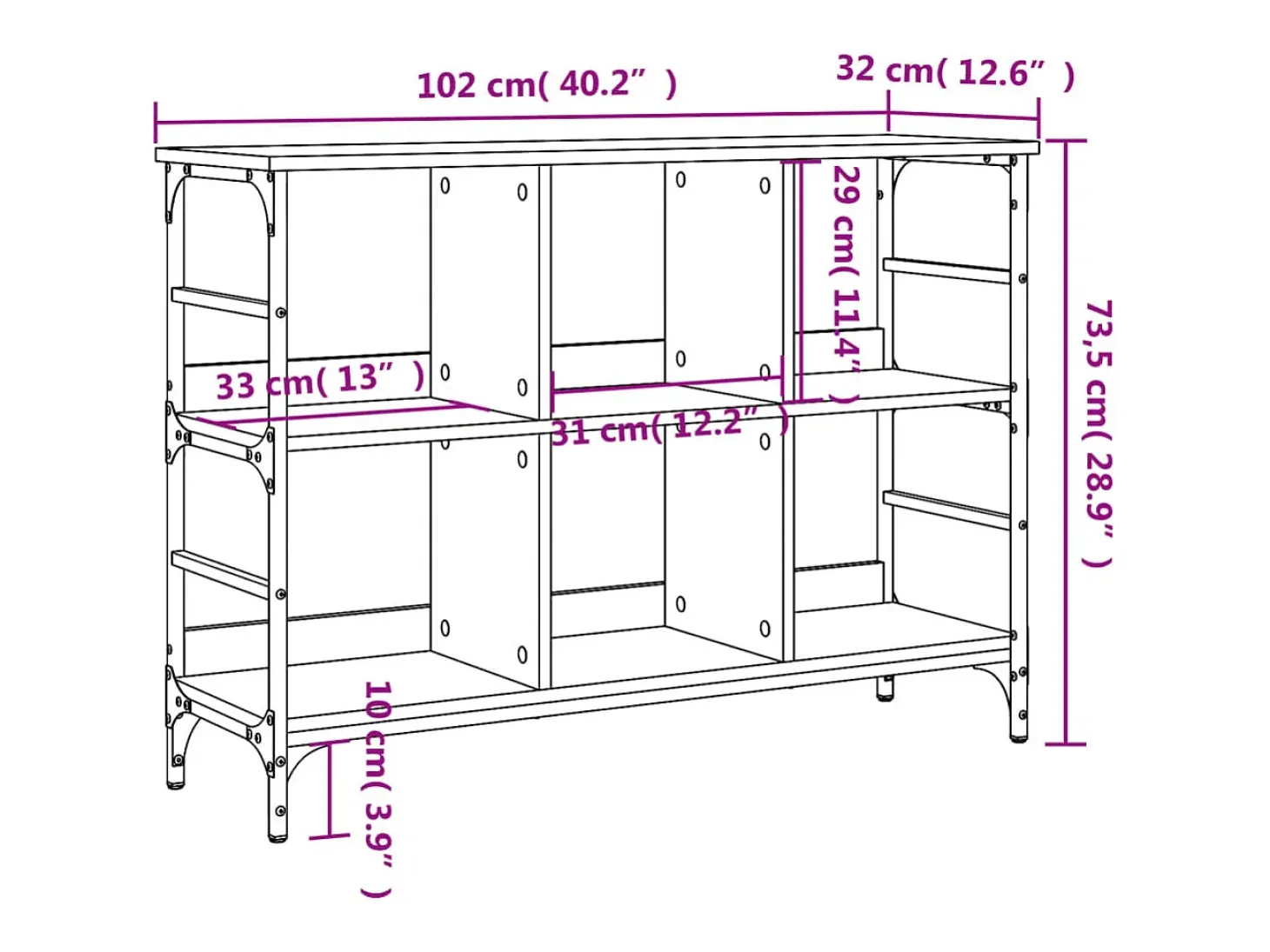 Aparador Sonoma gris 102x32x73,5 cm madera de ingeniería