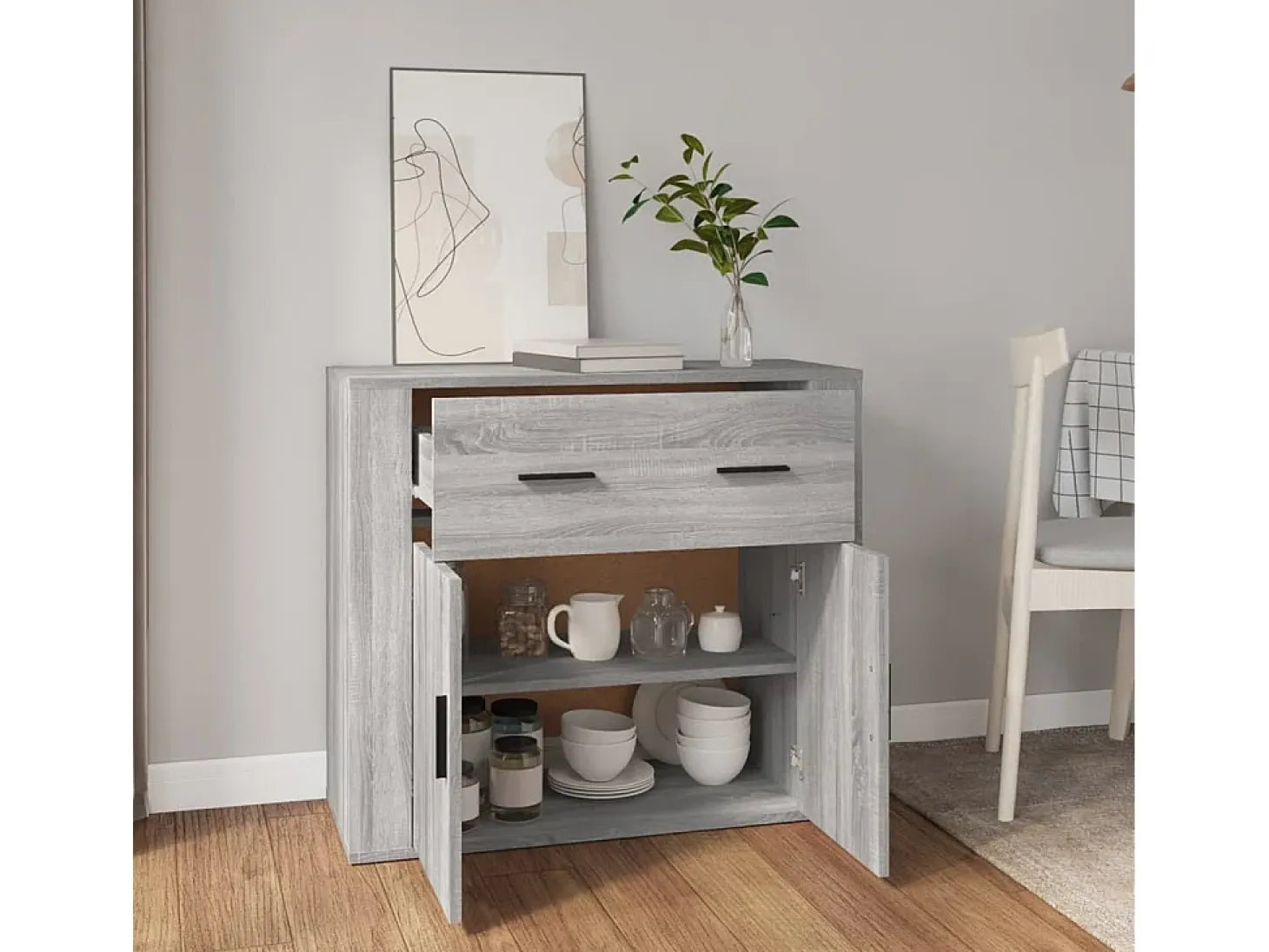 Aparador Sonoma gris 80x33x70 cm Madera de ingeniería