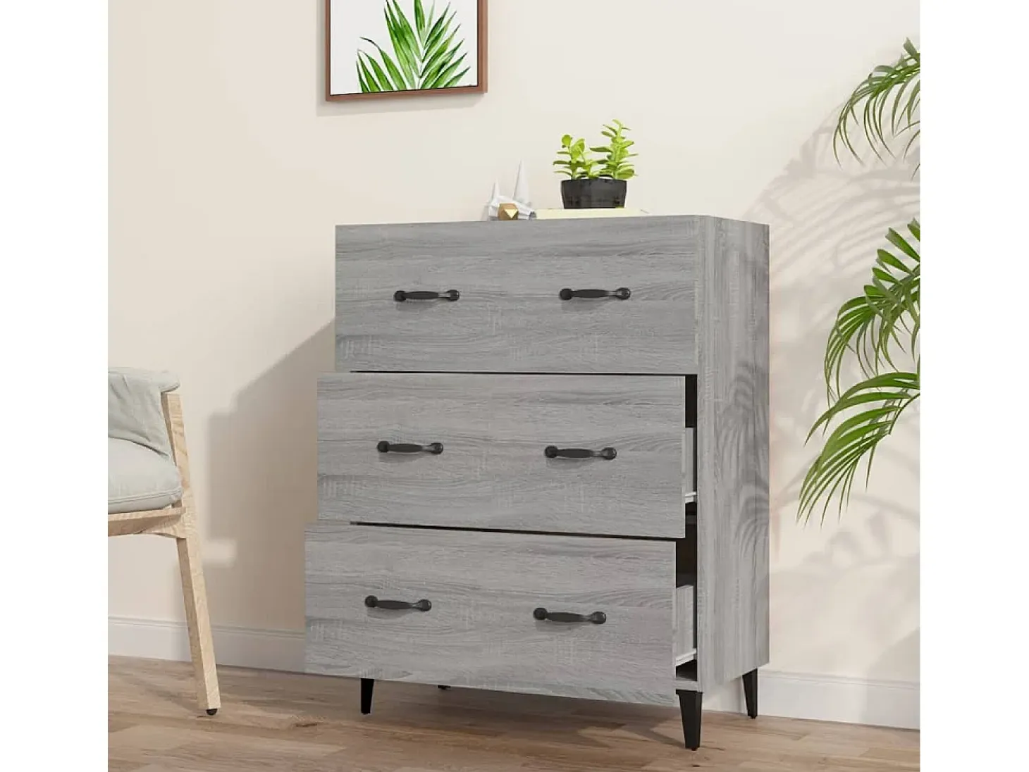 Aparador Sonoma gris 69,5x34x90 cm madera de ingeniería