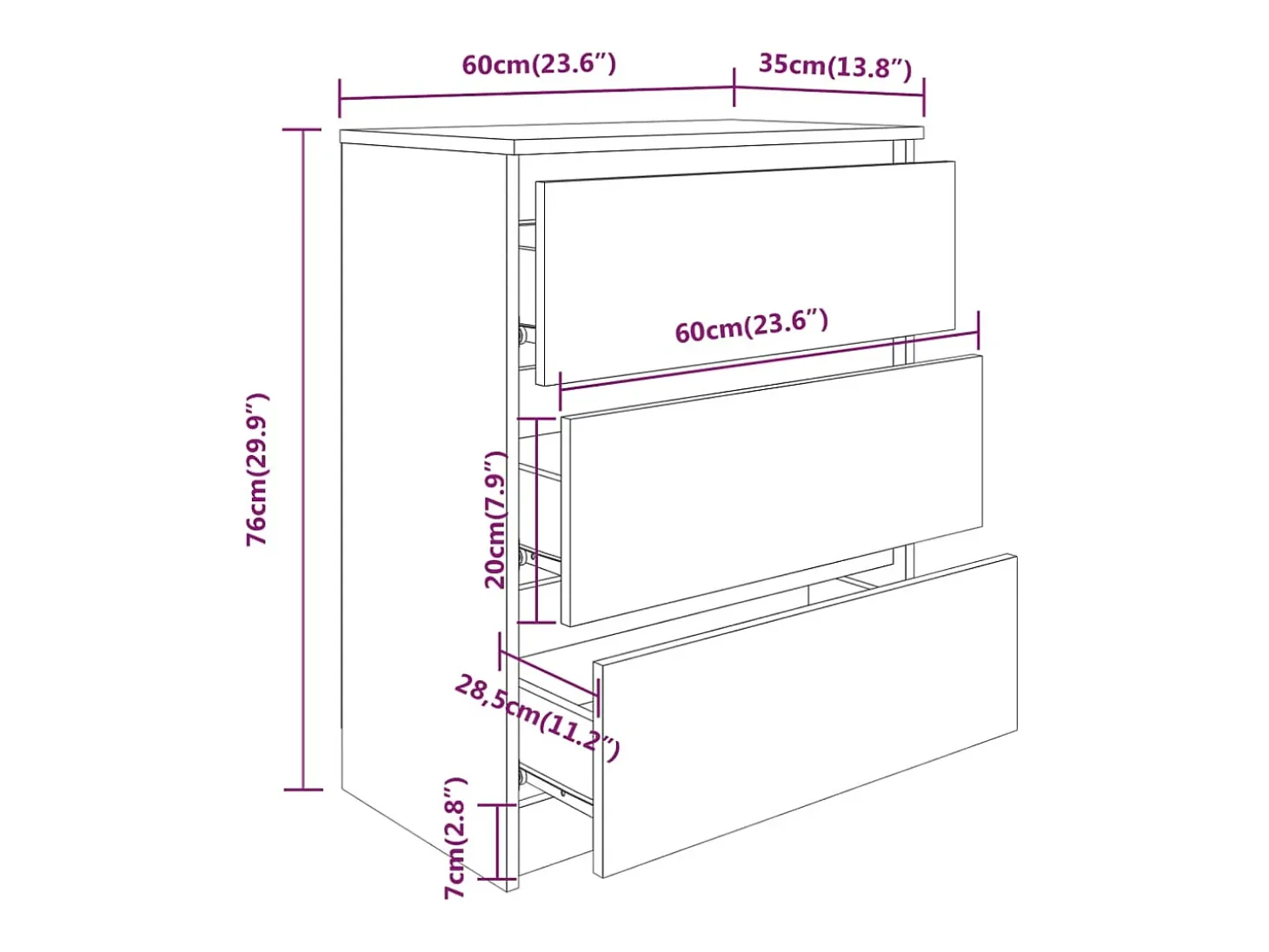 Aparador Sonoma gris 60x35x76 cm Madera de ingeniería