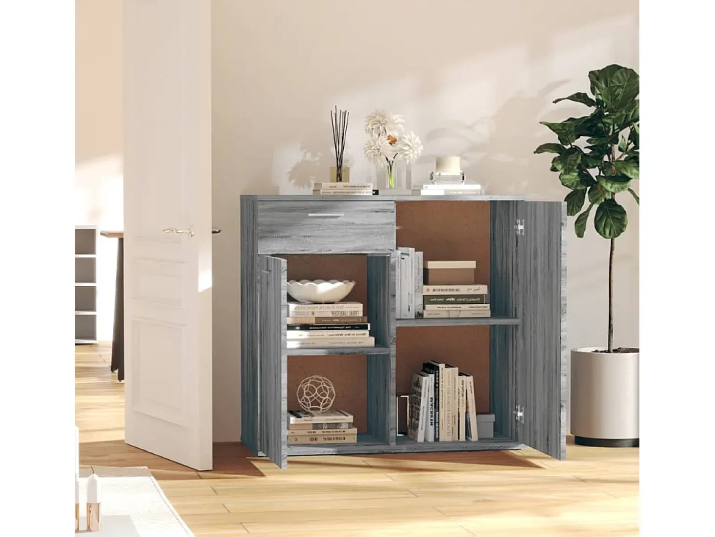 Aparador Sonoma gris 80x36x75 cm Madera de ingeniería