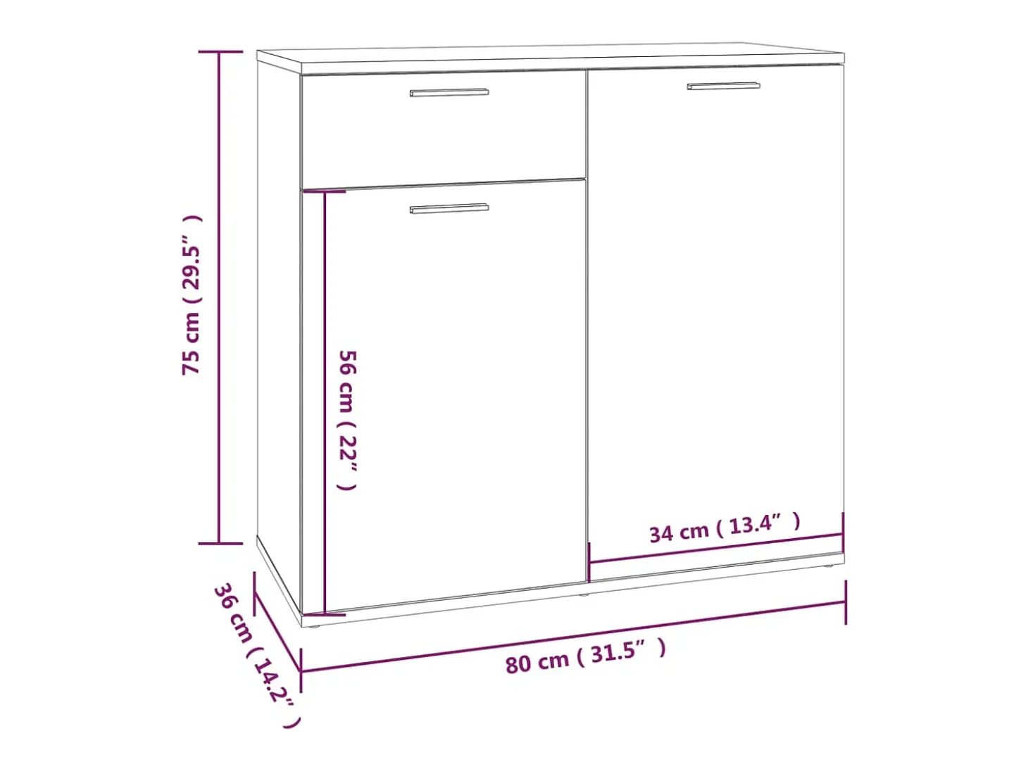 Aparador Sonoma gris 80x36x75 cm Madera de ingeniería