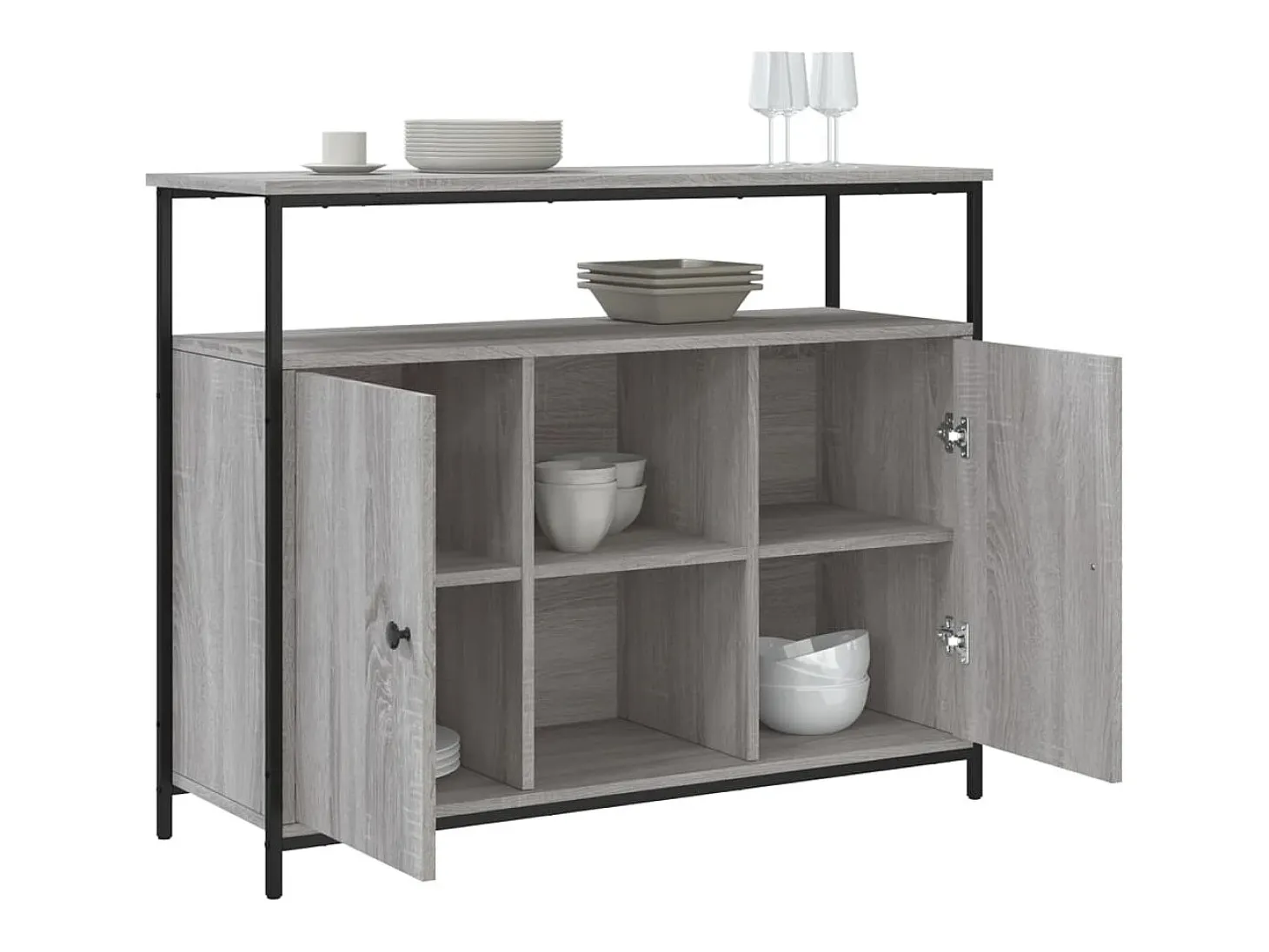 Aparador Sonoma gris 100x35x80 cm madera de ingeniería