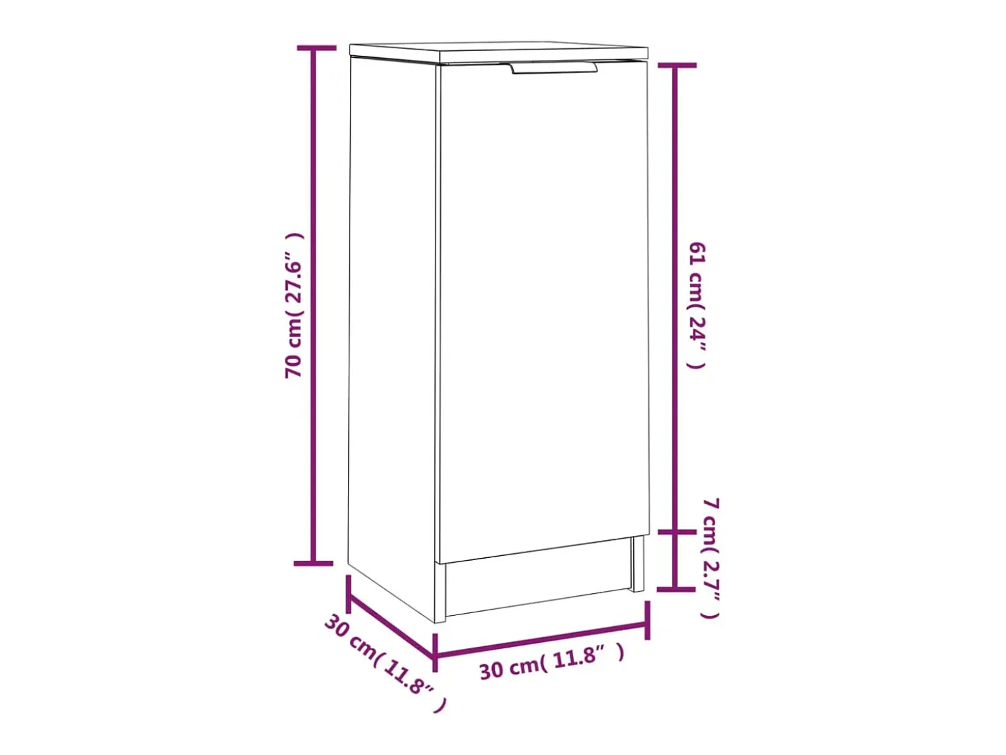 Aparador Sonoma gris 30x30x70 cm Madera de ingeniería