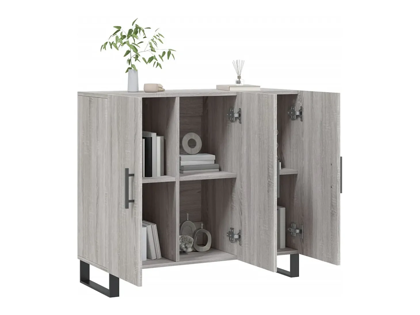 Aparador Sonoma gris 90x34x80 cm madera de ingeniería