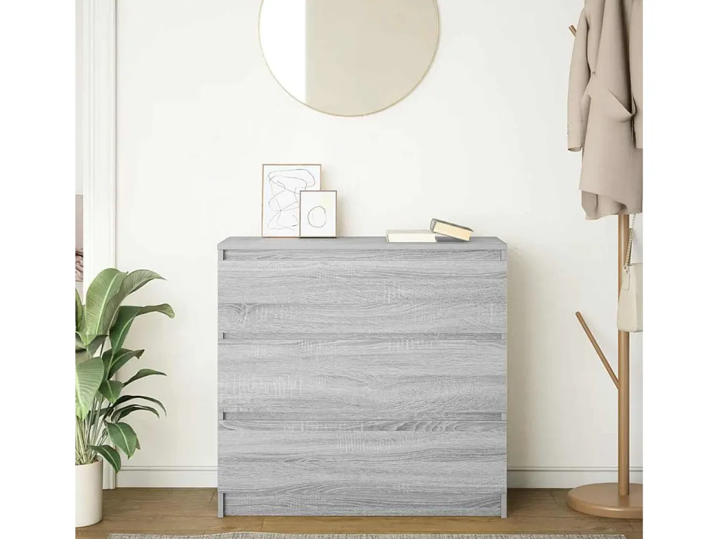 Aparador Sonoma gris 80x35x76 cm madera de ingeniería
