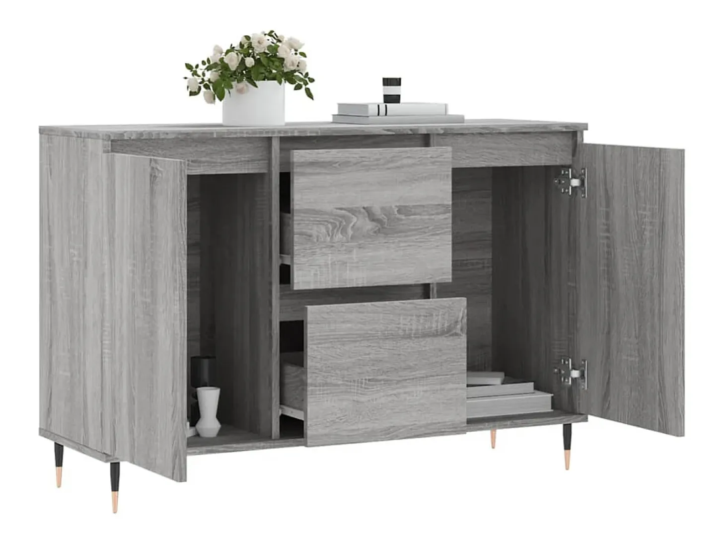 Aparador Sonoma gris 104x35x70 cm madera de ingeniería