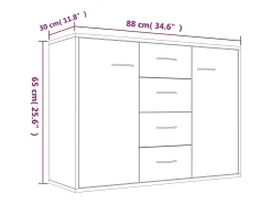 Aparador Sonoma gris 88x30x65 cm Madera de ingeniería