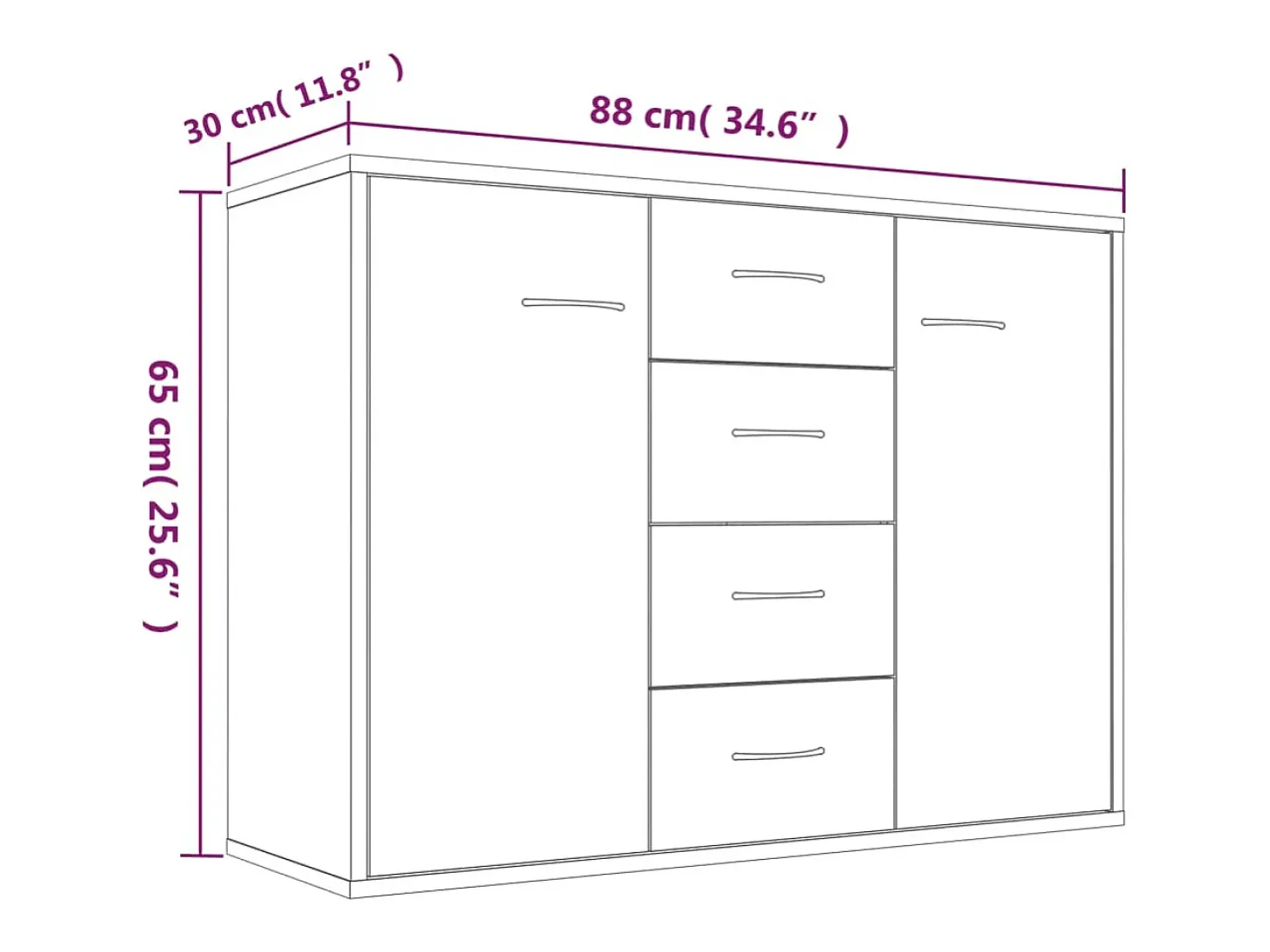 Aparador Sonoma gris 88x30x65 cm Madera de ingeniería