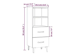 Aparador Sonoma gris 34,5x34x90 cm Madera de ingeniería
