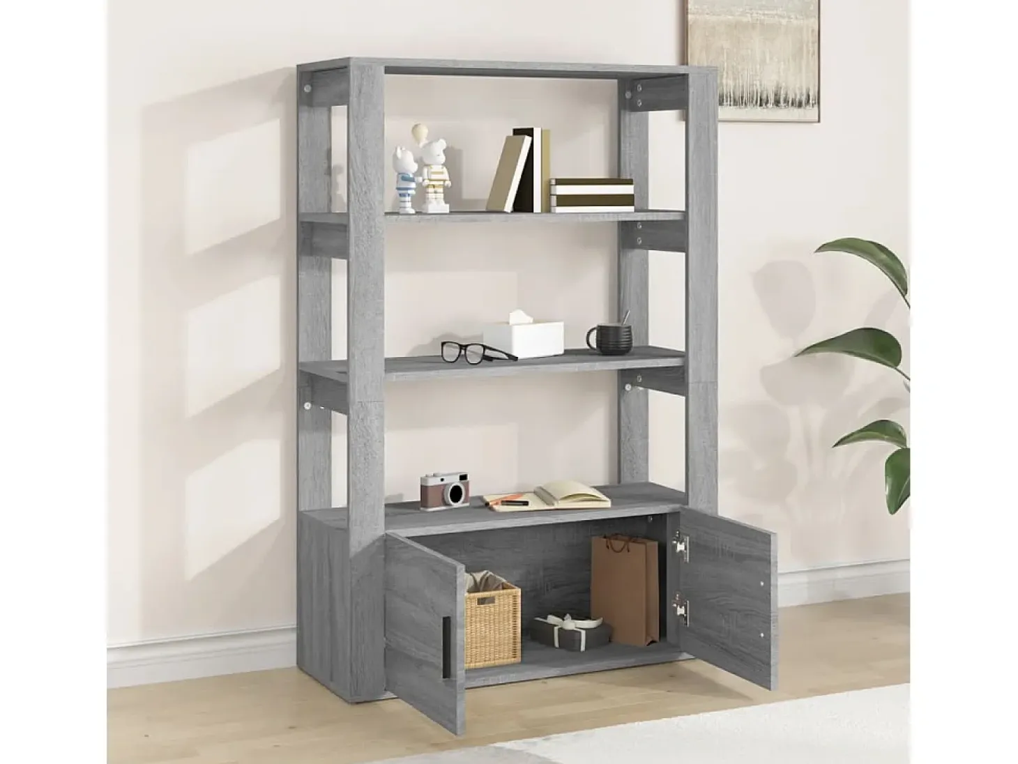 Aparador Sonoma gris 80x30x119,5 cm Madera de ingeniería
