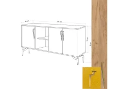 Aparador SUDER color roble Amarillo 140x40x86 cm