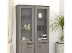 Aparador superior HAMAR pino macizo gris claro 85x35x100 cm ES76198
