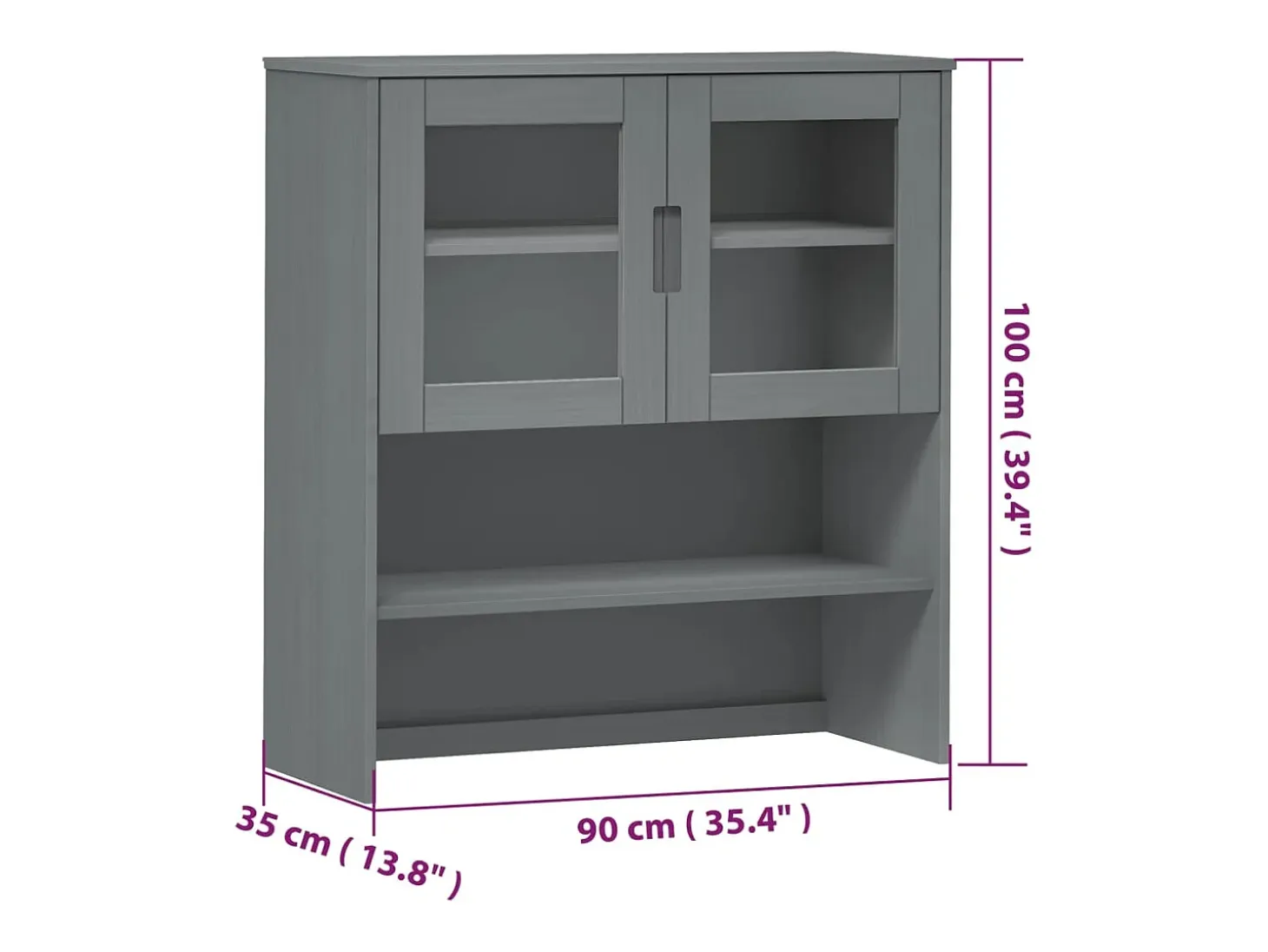 Aparador superior MOLDE madera maciza pino gris 90x35x100 cm
