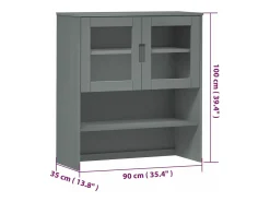 Aparador superior MOLDE madera maciza pino gris 90x35x100 cm