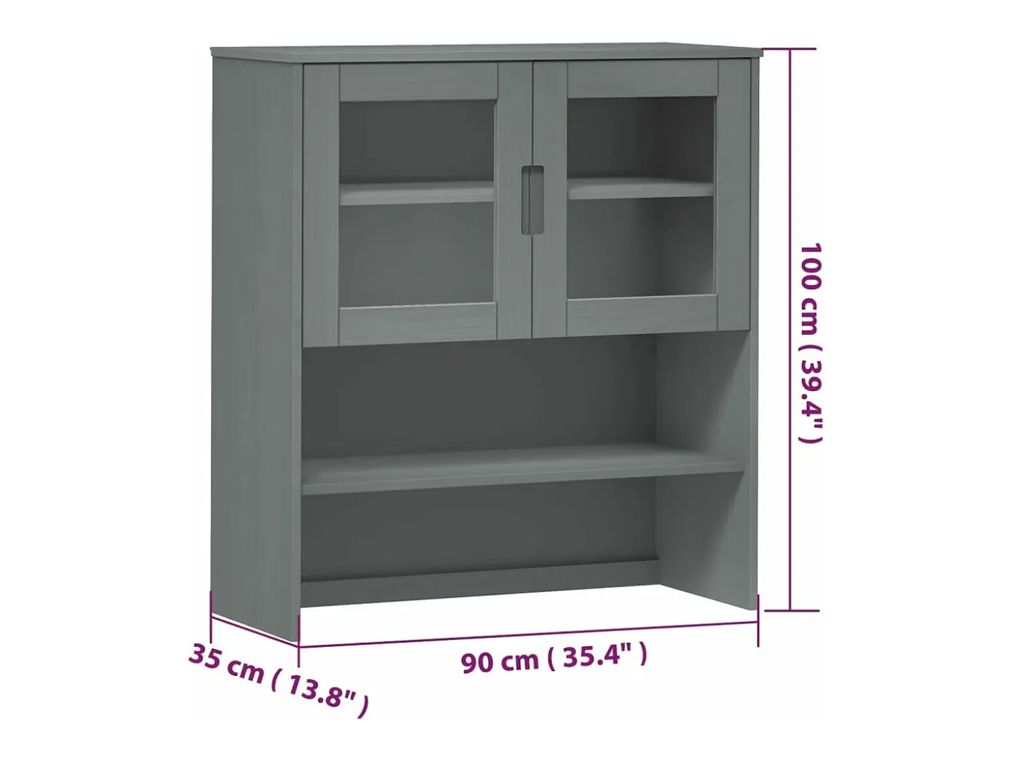 Aparador superior MOLDE madera maciza pino gris 90x35x100 cm