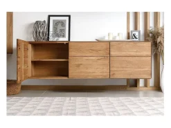 Aparador suspendido en madera maciza de roble 3 puertas Inka 172 cm