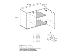 Aparador Sylt V3, Armario de Cocina Moderno con 2 Puertas Grandes blanco mate / burdeos de alto brillo (92,5 x 84.5 x 35)