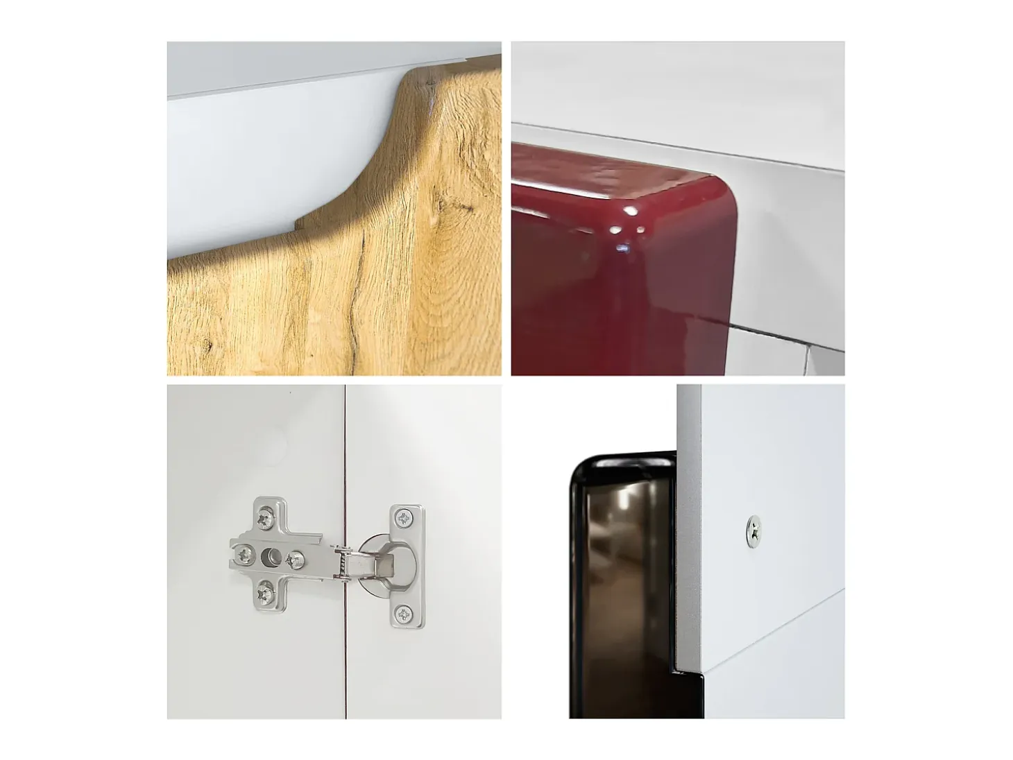 Aparador Sylt V3, Armario de Cocina Moderno con 2 Puertas Grandes blanco mate / burdeos de alto brillo (92,5 x 75.5 x 35)