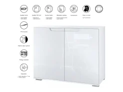 Aparador Sylt V3, Armario de Cocina Moderno con 2 Puertas Grandes blanco mate / burdeos de alto brillo (92,5 x 75.5 x 35)
