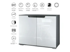Aparador Sylt V3, Armario de Cocina Moderno con 2 Puertas Grandes antracita mate / gris arena de alto brillo (92,5 x 75.5 x 35)