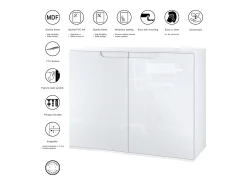 Aparador Sylt V3, Armario de Cocina Moderno con 2 Puertas Grandes blanco mate / roble natural (92,5 x 73.5 x 35)