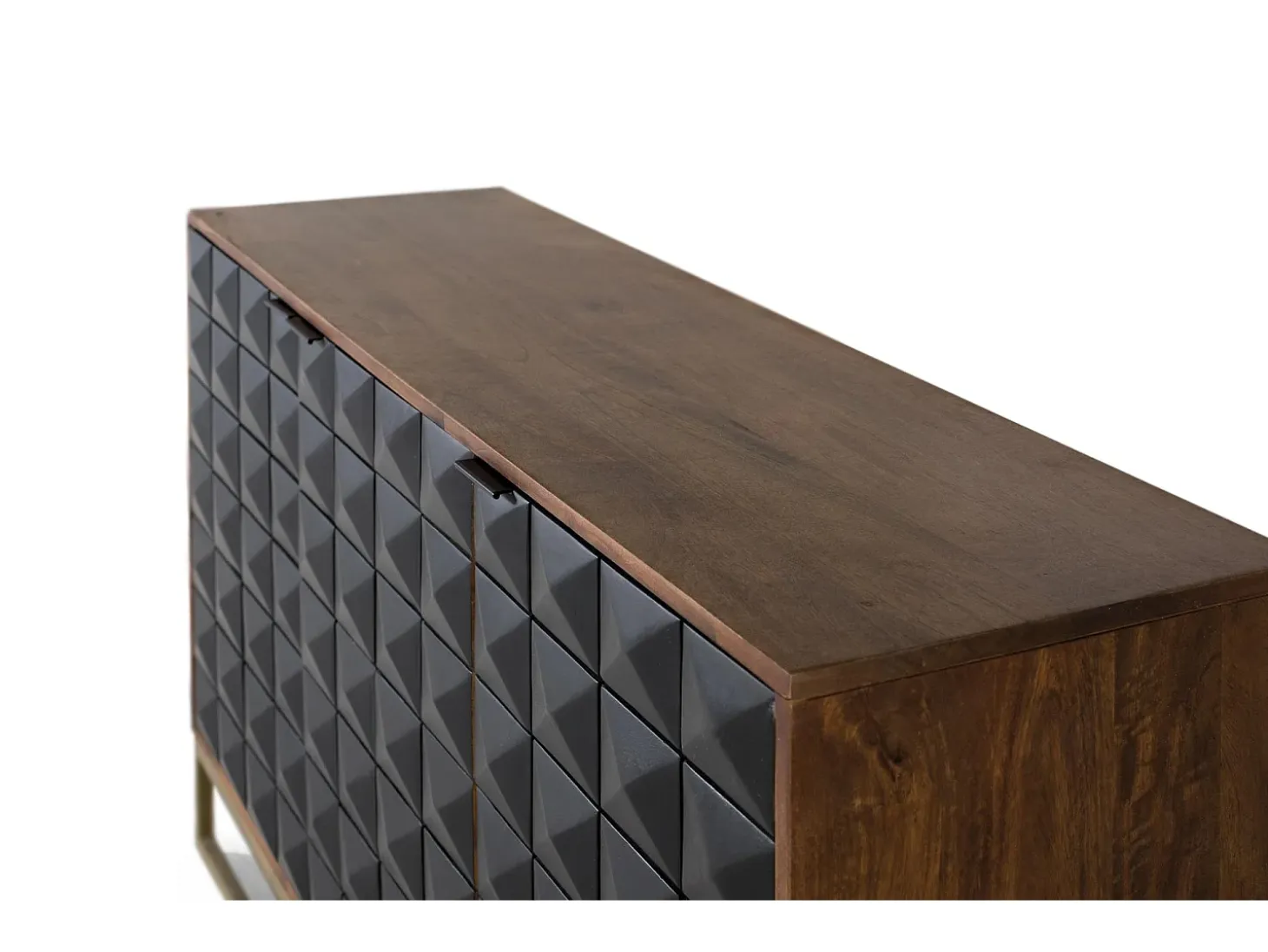 Aparador tallado a mano en madera de mango y patas doradas 135 cm