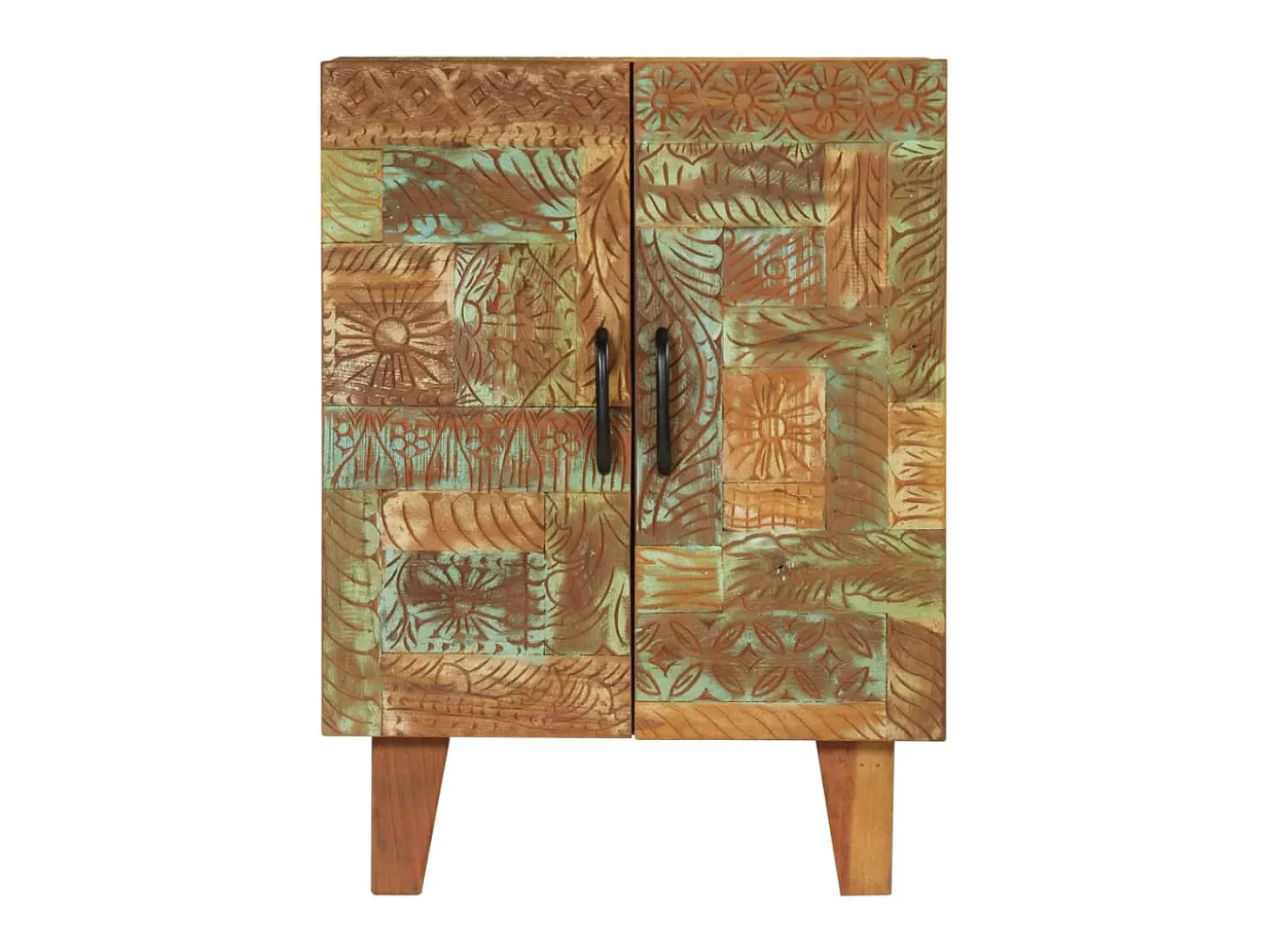 Aparador tallado a mano madera maciza reciclada 55x30x75 cm
