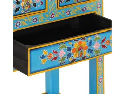Aparador turquesa de madera maciza de mango 55x30x76 cm